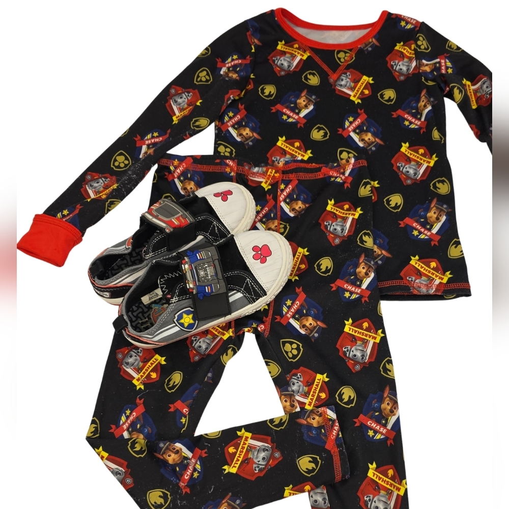 Paw Patrol Bundle 5T Cuddl Duds Pajama Set And Size 11 Sneakers 2155-W